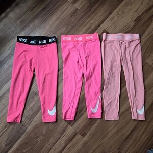 Nike Kids 4T/4 XS Hot pink set of 3 pair dri-fit leggings GUC